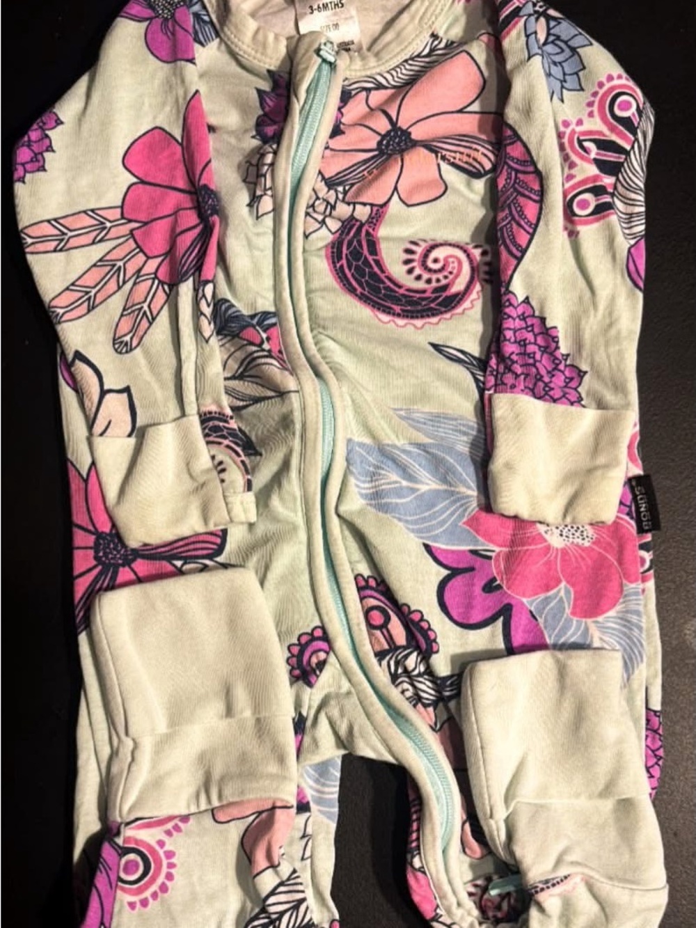 Floral Zip Front Baby Footie - Pink Floral Print